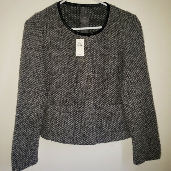 GAP Jackets & Blazers - NWT GAP Wool/ Faux Leather Trimmed Jkt Size 6